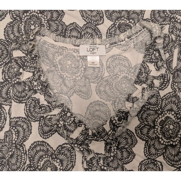 Ann Taylor LOFT Gray White Floral Sleeveless Mini Dress Size Medium Petite - Picture 1 of 11